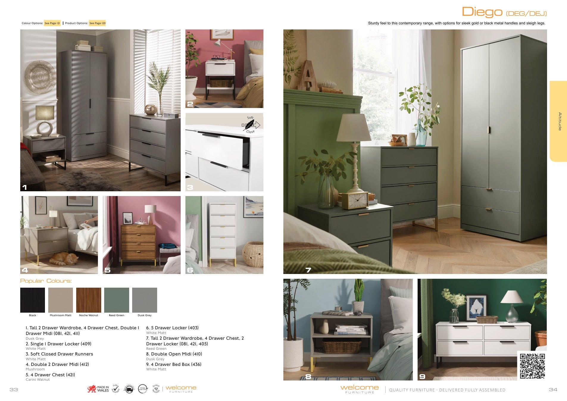 Diego 4 Drawer Chest (Black Wood) Graphite
