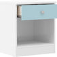 Denver 1 Drawer Bedside - White/Blue Gloss