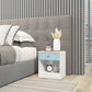 Denver 1 Drawer Bedside - White/Blue Gloss