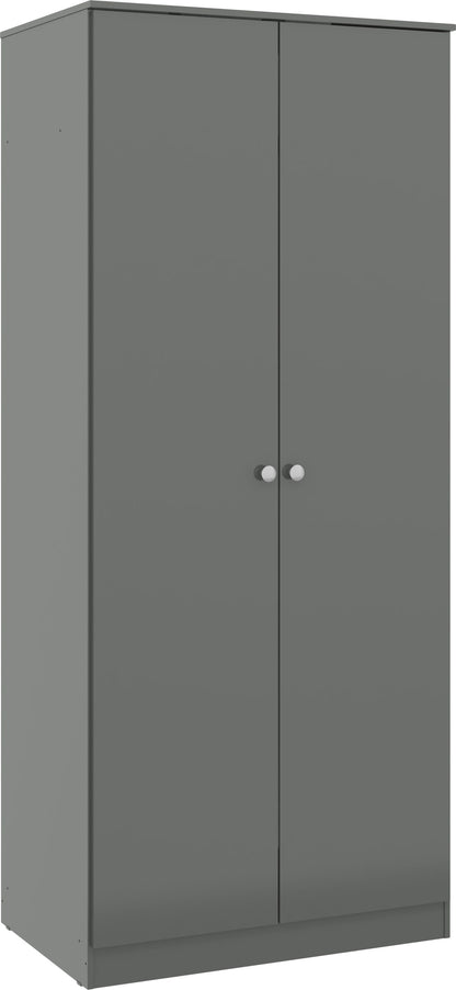 Denver 2 Door Wardrobe - GREY GLOSS
