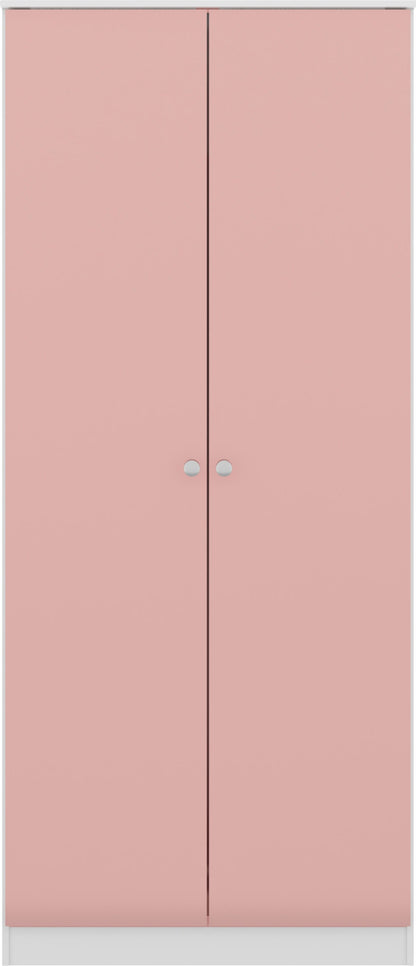 Denver 2 Door Wardrobe - WHITE/PINK GLOSS