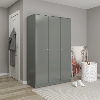 Denver 3 Door Wardrobe - GREY GLOSS