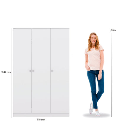 Denver 3 Door Wardrobe - WHITE GLOSS