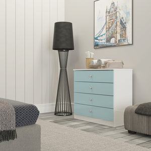 Denver 4 Drawer Chest - WHITE/BLUE GLOSS