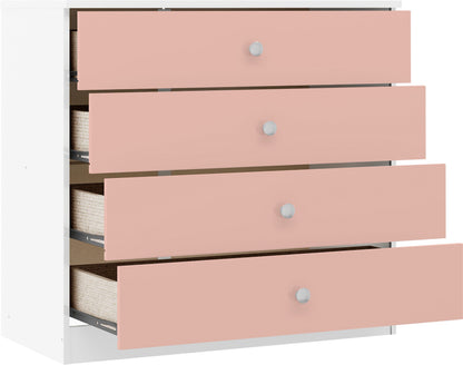 Denver 4 Drawer Chest - WHITE/PINK GLOSS