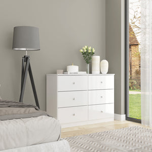 Denver 6 Drawer Chest - White Gloss
