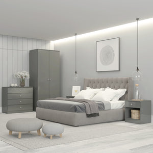 Denver 1 Drawer Bedside - GREY GLOSS