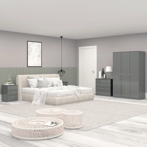 Denver 3 Drawer Bedside - GREY GLOSS