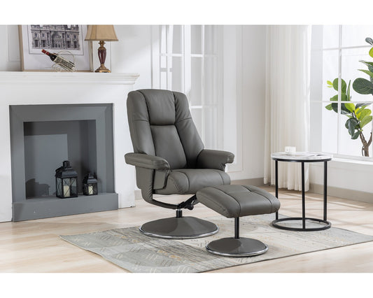 Swivel Recliner Chair Collection - Denver: Cinder Leather Match