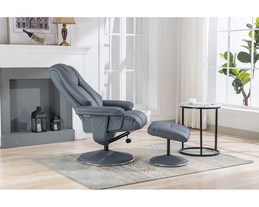 Swivel Recliner Chair Collection - Denver: Petrol Blue Leather
