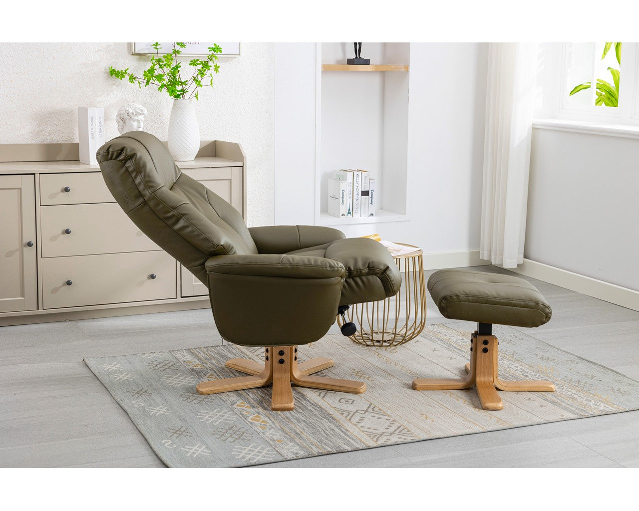 Swivel Recliner Chair Collection - Dubai: Olive Green Plush