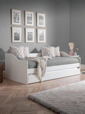 Elba 90cm Single White Daybed with pull-out Trundle