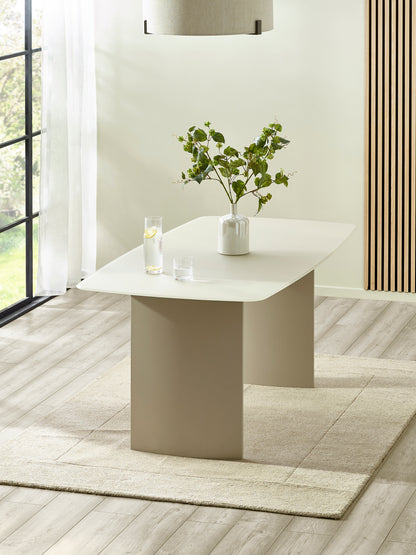Element Rectangular Glass Table - Matt Cream
