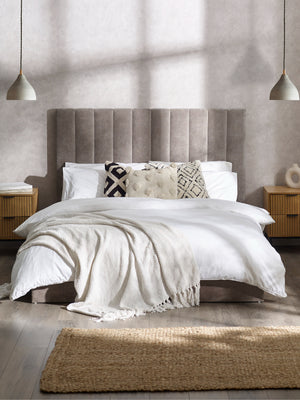 Eloise 150cm King Grey Chenille Bed