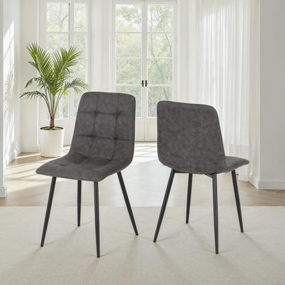Fenton Chair (Box of 2) - DARK GREY SUEDE FABRIC