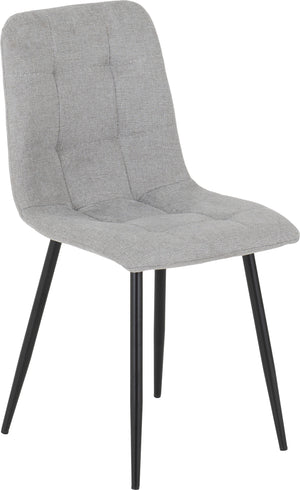 Fenton Dining Set (6 Chairs) - White Marble Stone Effect/Light Grey Fabric