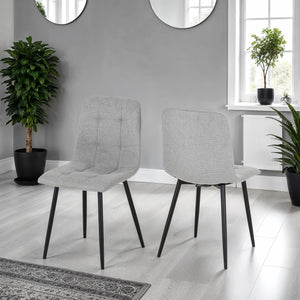 Fenton Dining Set (6 Chairs) - WHITE/LIGHT GREY FABRIC