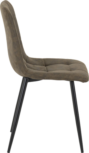 Fenton Dining Set (6 Chairs) - WHITE/OLIVE GREEN SUEDE FABRIC