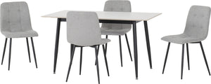 Fenton Dining Set (4 Chairs) - WHITE/LIGHT GREY FABRIC