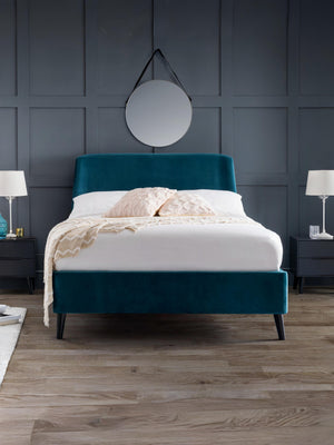Frida 135cm Double Teal Velvet Bed