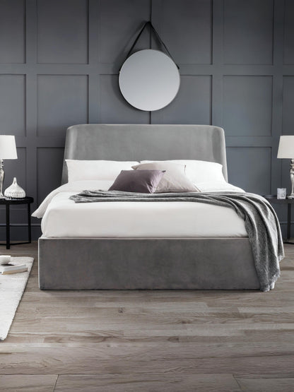 Frida 135cm Double Grey Velvet Lift-up Ottoman Storage Bed