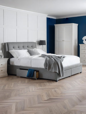 Fullerton Upholstered 4 Drawer Storage Bed Frame - Grey Linen, King