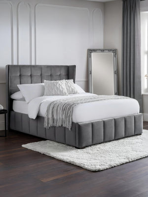 Gatsby 150cm King Grey Velvet Bed