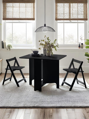 Gatan Small Gateleg Table With 2 Chairs - Black