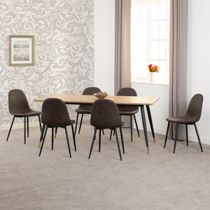 Hamilton Large Dining Set with Athens Chairs - Medium Oak Effect/Black/Brown Faux Leather