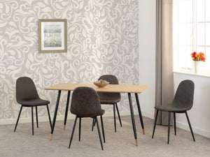 Hamilton Medium Dining Set with Athens Chairs - MEDIUM OAK EFFECT/BROWN PU