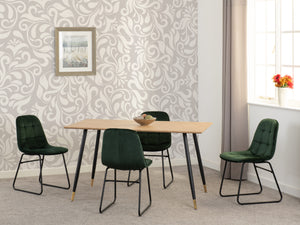Hamilton Medium Dining Set with Lukas Chairs - MEDIUM OAK EFFECT/EMERALD GREEN VELVET