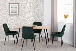Hamilton Medium Dining Set with Avery Chairs - MEDIUM OAK EFFECT/EMERALD GREEN VELVET