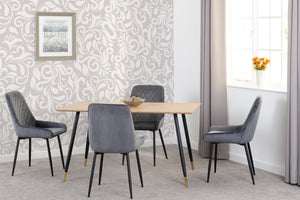 Hamilton Medium Dining Set with Avery Chairs - MEDIUM OAK EFFECT/GREY VELVET