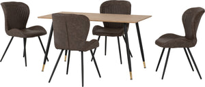 Hamilton Medium Dining Set with Quebec Chairs - Medium Oak Effect/Black/Brown Faux Leather