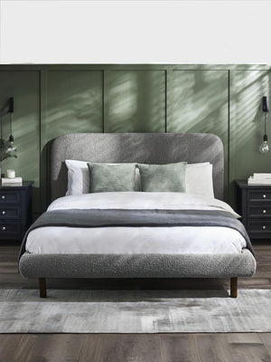 Hannah 150cm King Grey Boucle Bed