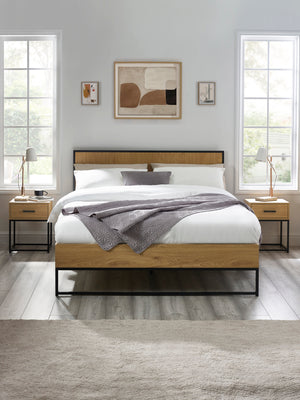Harlow Oak/Black 150cm King Size Bed Frame