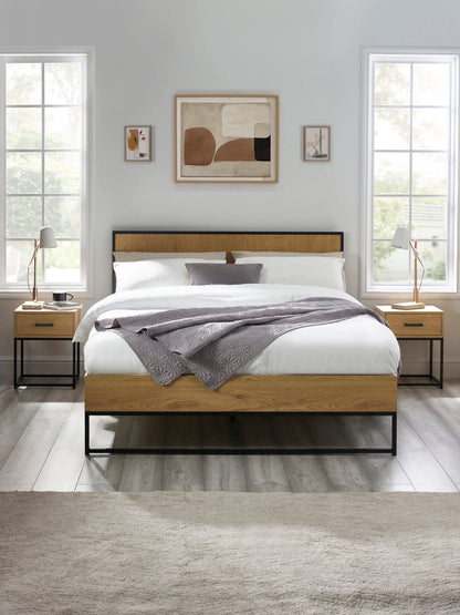 Harlow Oak/Black 150cm King Size Bed Frame