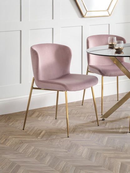 Set Of 2 Harper Dining Chairs - Dusky Pink