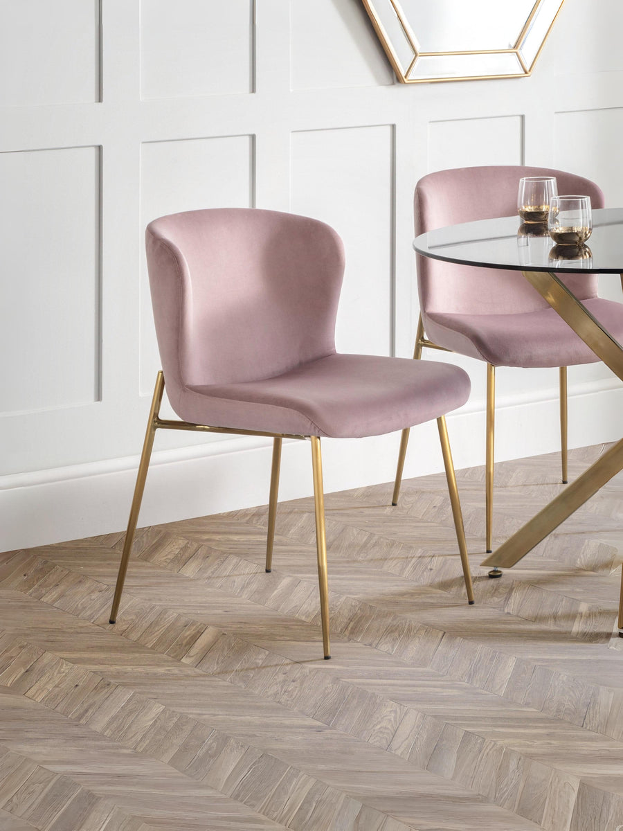 Set Of 2 Harper Dining Chairs - Dusky Pink