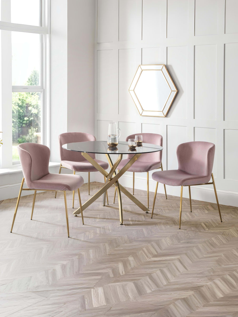 Set Of 2 Harper Dining Chairs - Dusky Pink