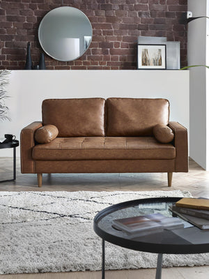 Henley 3 Seater Sofa  Brown Faux Leather