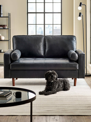 Henley Black Faux Leather 2 Seater Sofa