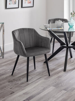 Set Of 2 Hobart Scalloped Dining Chairs - Grey