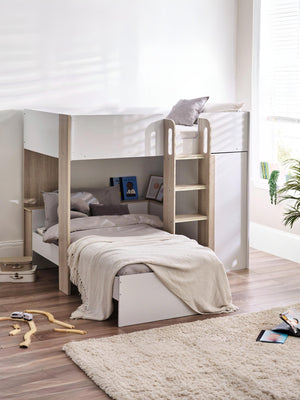 Horizon 90cm Single White and Wood Effect Multiway Bunk Bed