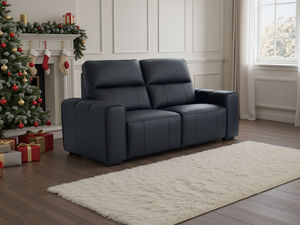Bellagio Genuine Leather Electric Recliner Sofa Black 2 Seater