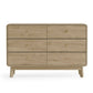 Ingrid 6 Drawer Dresser Oak
