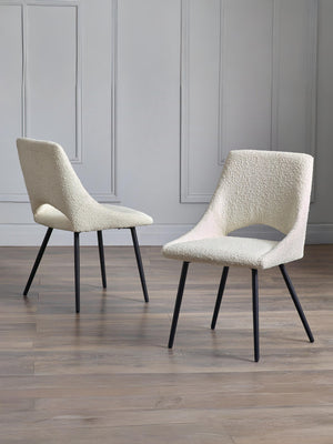 Set Of 2 Iris Boucle Dining Chairs - Ivory