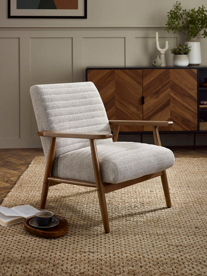 Ivy Sand Chenille Tweed Upholstered Armchair