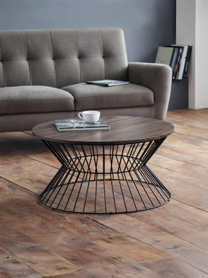 Jersey Round Wire Coffee Table - Walnut