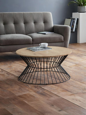 Jersey Round Wire Coffee Table - Euro Oak